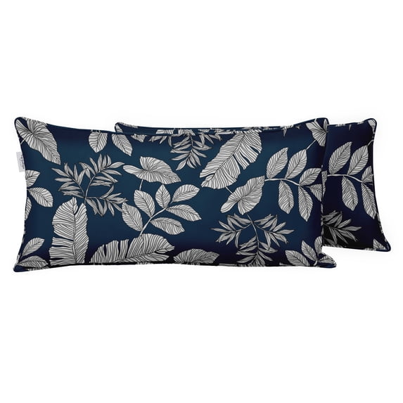 VargottamIndoor/OutdoorPolyester FabricLumbarPillowCover With Insert,All-Weather Waterproof Rectangular Cushion for Patio Furniture,16" x 24"Set of 2 -Leaves-88