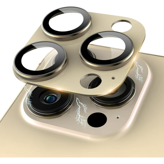 for iPhone 15 Pro/iPhone 15 Pro Max Camera Lens Protector [Full Coverage Metal] 9H Tempered Glass Screen Case Friendly Camera Cover for iPhone 15 Pro Max Titanium Gold