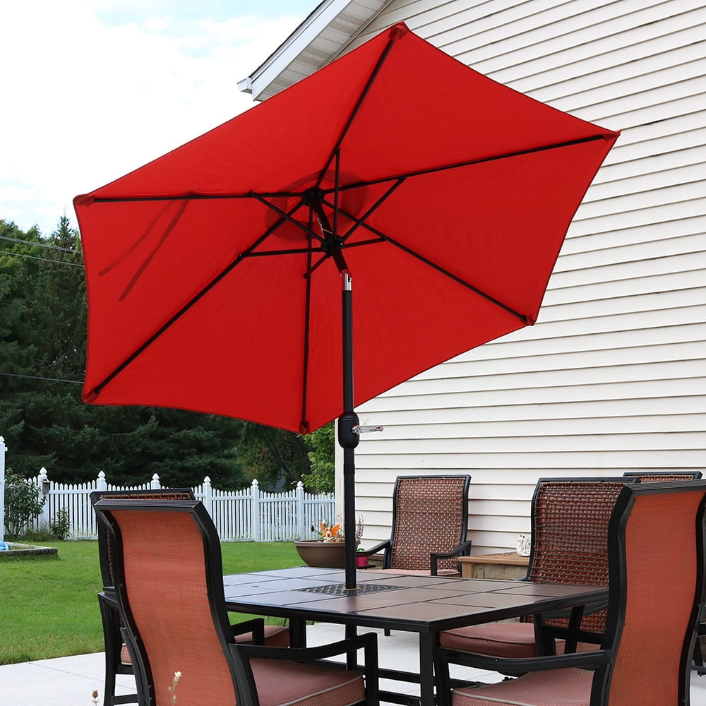Sunnydaze 7 5 Foot Outdoor Patio Umbrella With Tilt Crank Aluminum Burnt Orange Walmart Com Walmart Com
