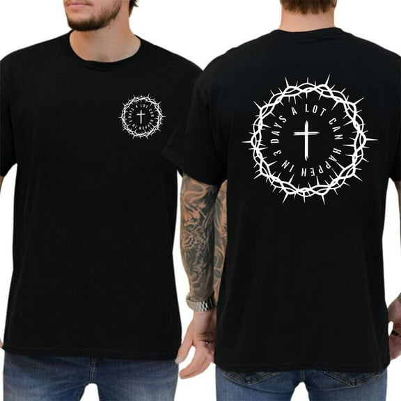 Men's Christian Graphic T-Shirt – 'A Lot Can Happen in 3 Days' Faith-Based Tee with Comfortable Fit