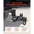 thumbnail image 2 of VEVOR Trailer Hitch Tri Ball Mount with D Shackle, Fit 2 Inch Receiver, 1-7/8 Inch, 2 Inch and 2-5/16 Inch Balls, 10000 lbs GTW, 6 Inch Drop, 2 of 9
