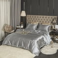thumbnail image 5 of Move Over Grey Satin Bedding Sets King Silky Duvet Cover Set White Fringe Pattern Satin Microfiber No Filling, 5 of 10