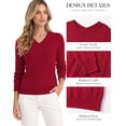 thumbnail image 4 of QUALFORT Women’s V-Neck Cable Knit Sweater, Lightweight Long Sleeve Pullover, Red, Size M, 4 of 7