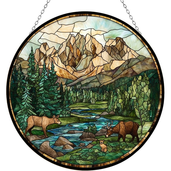 National Park Suncatchers for Windows, Stained Glass Window Hangings,Hand-Painted Glass Panel Perfect for Home Decorr