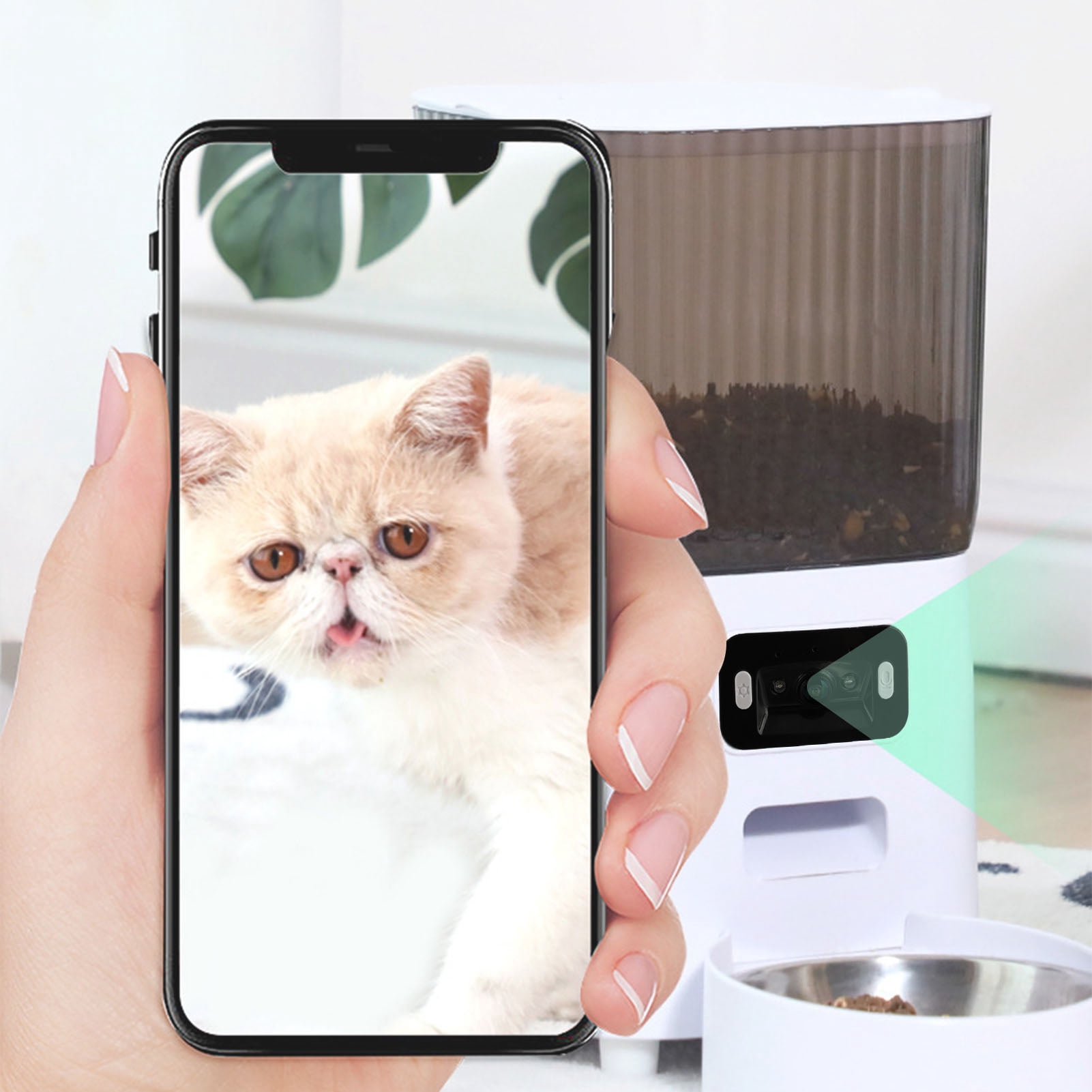 LAZIOEGR 5L Automatic Pet Feeder Smart Cat Dog Food Dispenser Stainless Steel Single Bowl with Camera 1080P WiFi App Control (9.84 x 7.87 inches / 25 x 20 cm)