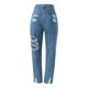 thumbnail image 3 of Gibobby Pantalones para mujer Jeans ajustados de talle de color sólido de moda casual para mujer Jeans ajustados con borla rasgada(Azul,CH), 3 of 5