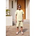 thumbnail image 6 of Arshiner Boy's 2 Pieces Summer Shorts Outfits Linen Set Casual Henley Shirts Short Sleeve Top and Short, 6 of 8