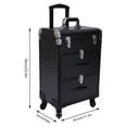 thumbnail image 2 of 3 Tiers Rolling Makeup Train Case Cosmetic Trolley Travel Storage Organizer Box Black, 2 of 12