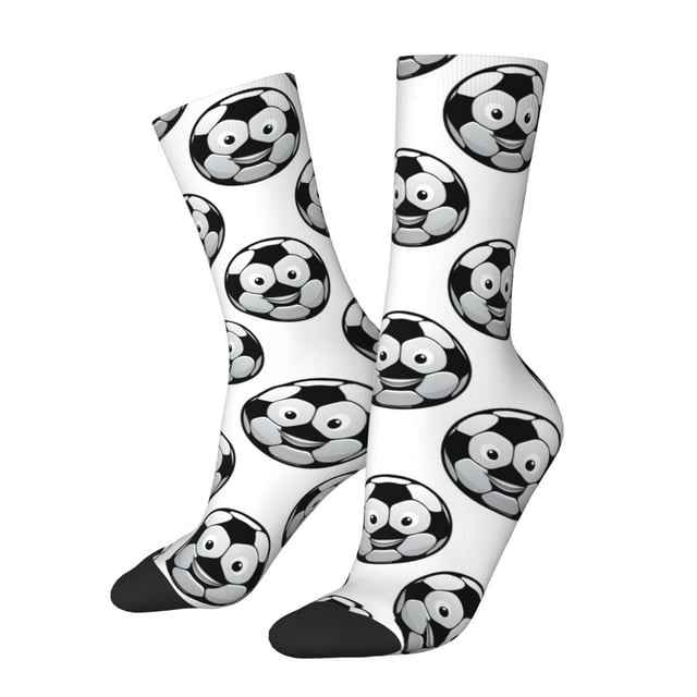 Fotbe Happy Soccer Calcetas Largas con Estampado para Hombre y Mujer – Calcetas de Compresión Transpirables y Elásticas, Viajar y Uso Diario Talla 5-11