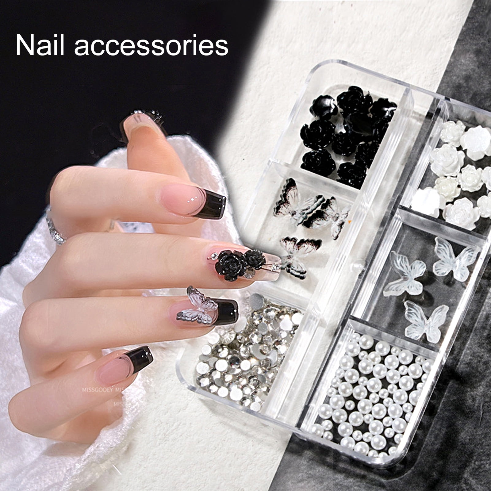 3D Nail Art Supplies Jewelry Pearls Mixed Camellia Nail Art Set Nail  Glitter 5D Rose Round Pearl Rhinestones Caviar Beads Nails Charms Tips  Accessories for Women Acrylic Nail Art Decorations : Amazon.co.uk: