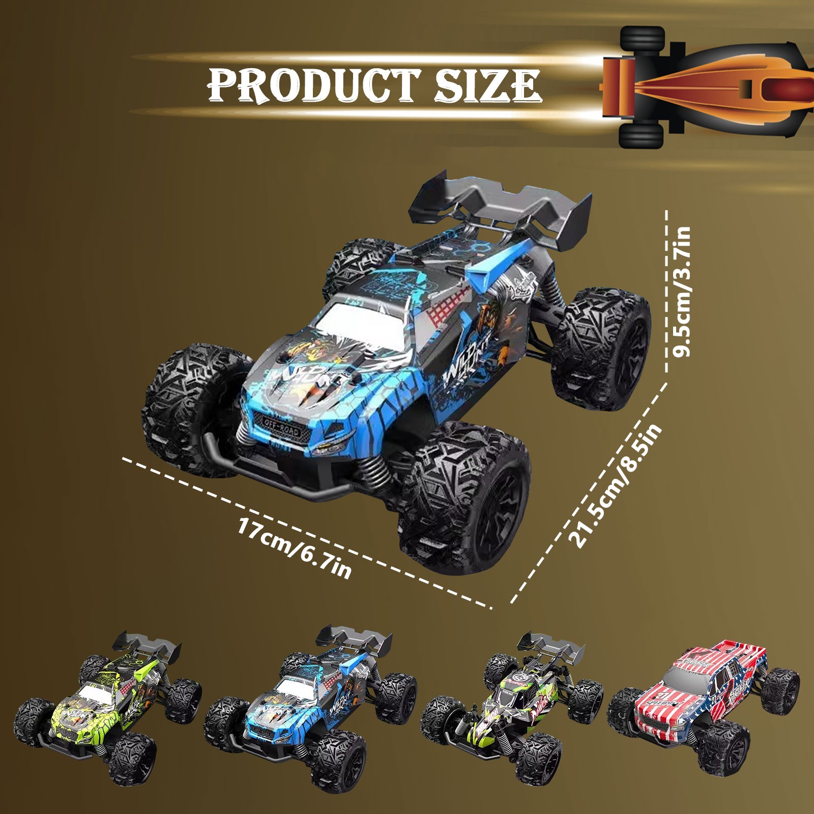 LGHDIWN 1:18 Scale All Terrain RC Cars, 40 KPH High Speed 4WD Electric Vehicle with 2.4 GHz Remote Control, 4X4 Waterproof Off-Road Truck with Two Rechargeable Batteries