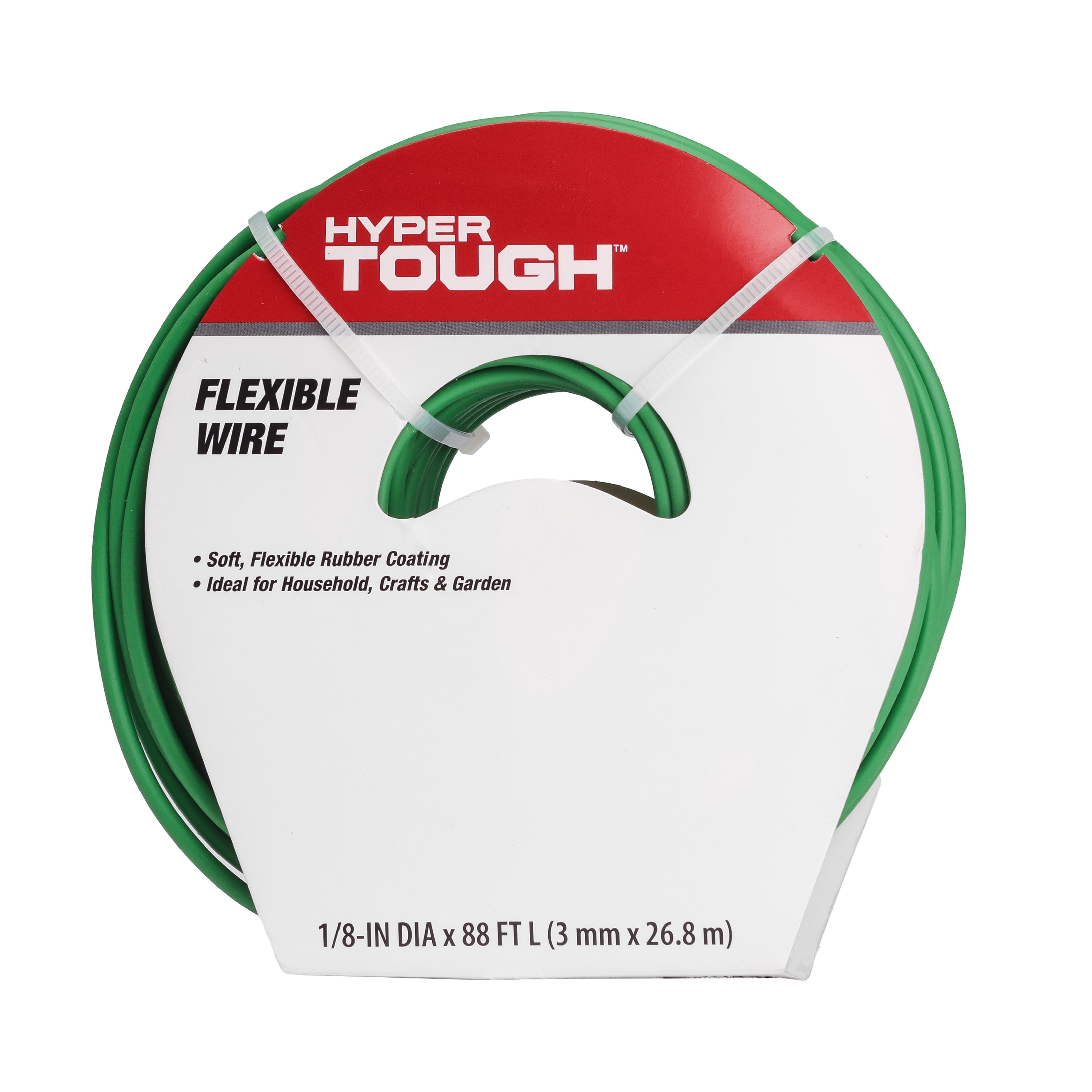 Hyper Tough 88 Feet Flexible Non-Electrical Wire, Metal Twist Tie, Green