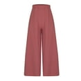 thumbnail image 6 of Diufon Plus Size Suit Wide Leg Pant for Women Loose Pleated Palazzo Trouser Solid Color Casual Flowy Pants (Large, Red), 6 of 9