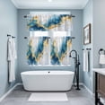 thumbnail image 4 of Watercolor Modern Art Kitchen Curtains Valances and Tiers Set of 3 Blue Gold Blooming Effect Tier Curtains and Valance with Rod Pocket for Small Windows, 27.5"x36", 4 of 9