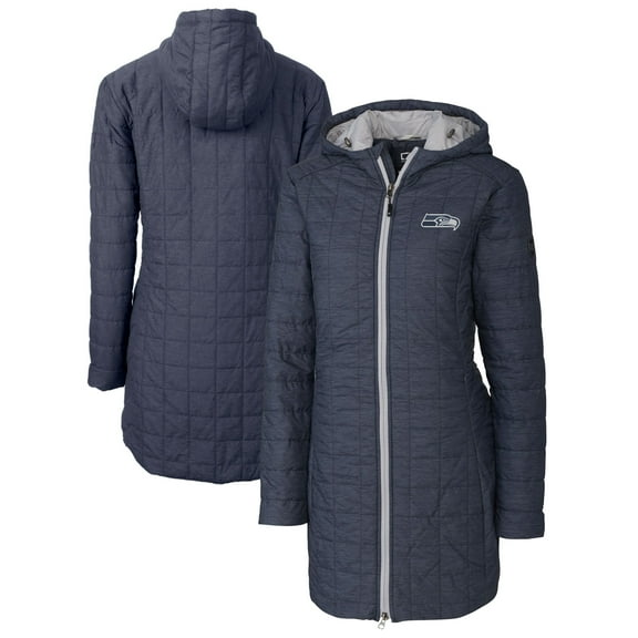 Women's Cutter & Buck College Navy Seattle Seahawks Rainier PrimaLoft- Eco Insulated Full-Zip Hoodie Long Coat