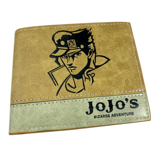 Monedero de piel plegable con monedero Jojos Adventures Anime