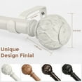 thumbnail image 5 of OLV Adjustable Single Curtain Rod 1" for Windows Heavy Duty 36-120” with Netted Texture Finials,White, 5 of 8