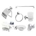 thumbnail image 3 of Suodoka 6-Piece Wall-Mounted Bathroom Accessory Set: Towel Rack, Toothbrush Holder, Soap Dish, Paper Holder, Frosted Glass Tumbler, 3 of 5