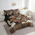 thumbnail image 3 of jejeloiu Brown Boho Bohemain Bedding Comforter Set 7-Piece,Aztec Floral King Bedding Sets,Fram Cowhide Bed Sheets,Breathable Room Decorative Reversible, 3 of 8