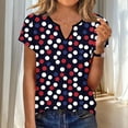 thumbnail image 2 of GNFQXSS Women Print V Neck Short Sleeve Blouse Trendy Flowy Breathable Pullover Top For Street Style Red L, 2 of 7