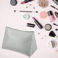 thumbnail image 5 of Unique Bargains 1 Pcs Portable Makeup Bag Toiletry Bag Cosmetic Organizer for Travel Storage Bag Leather, Silver Tone, 5 of 7