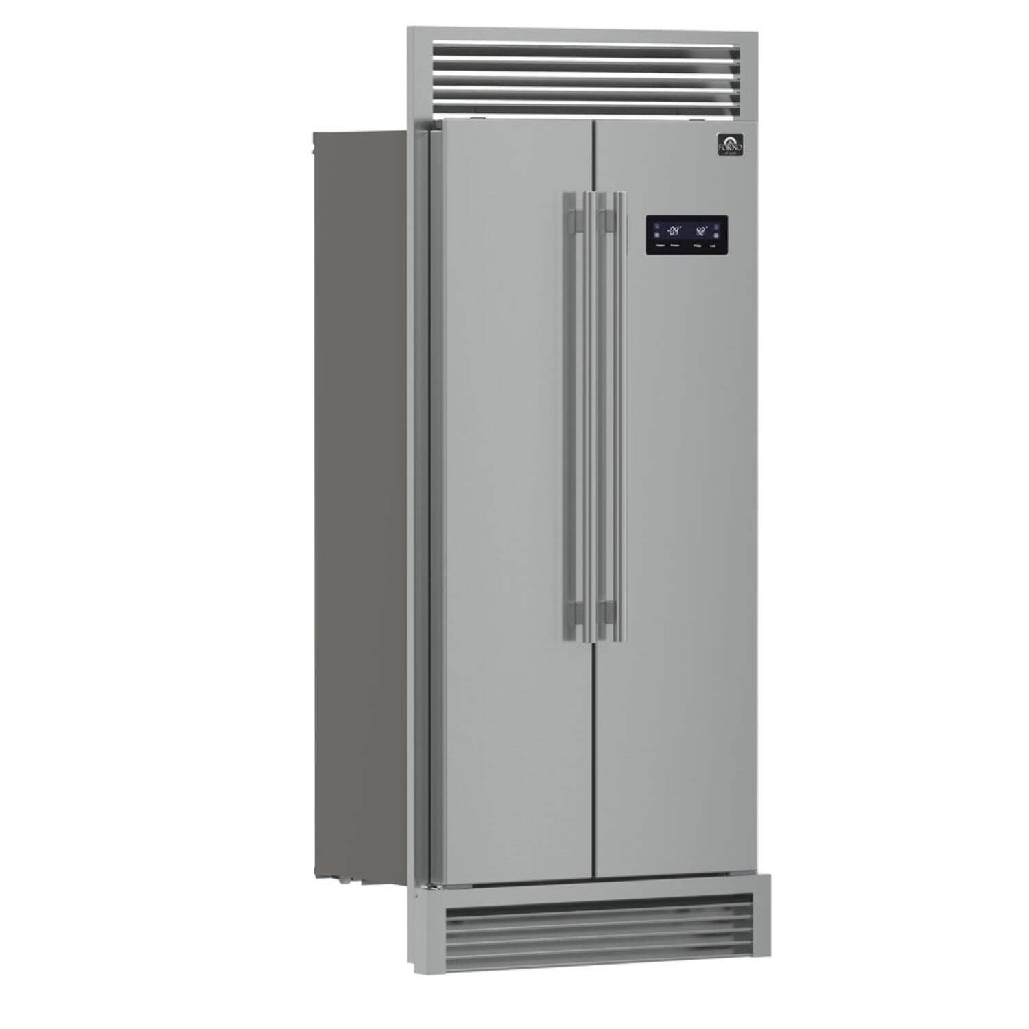 FORNO Salerno 33" Side-by-Side 15.6 Cu.Ft. Stainless Steel Refrigerator with Grill Trim