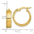thumbnail image 2 of 14k Solid Yellow Gold Polished Sparkle-Cut Textured Hoop Earrings 19x18mm Wide 5mm Thick Hoop Earring for Women, 2 of 2