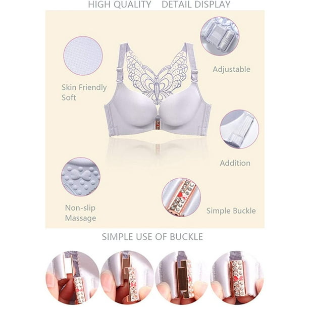 Women's Front Closure Butterfly Bras Wirefree Push Up Bra Plus