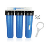 TRIPLE BIG BLUE 20" WATER FILTER SYSTEM 1" with SCALE PREVENTION Filter
