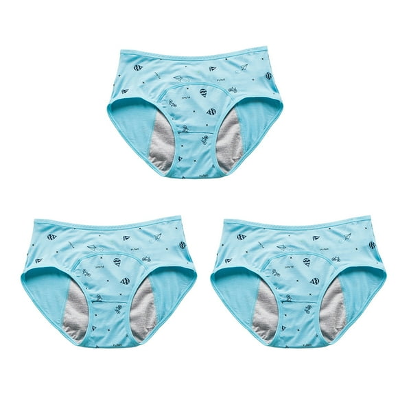 Minnieouse Bragas de período de dibujos animados para niñas, ropa interior menstrual fisiológica, bragas, lencería transpirable para Ropa interior Azul claro METRO