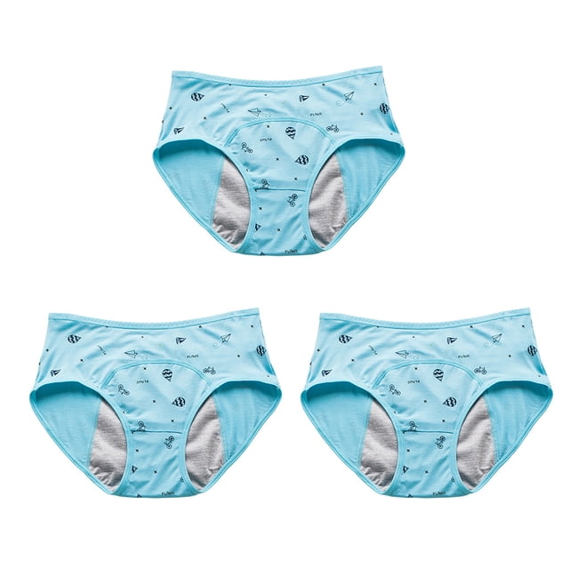 Minnieouse 3X Cartoon Child Girls' Period Bragas Ropa interior menstrual Calzoncillos Lencería Calzoncillos Transpirable para azul claro Type3 NO3