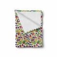 thumbnail image 2 of Vegan Soft Flannel Fleece Throw Blanket, Colorful Hand Sketched Pattern with Various Different Fruits Freshness of Summer, Cozy Plush for Indoor and Outdoor Use, 60" x 80", Multicolor, by Ambesonne, 2 of 6