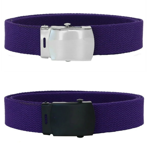 Purple Adjustable Canvas Military Web Belt With Metal Buckle 32 to 72