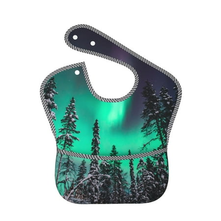

Bingfone Mess-Proof Baby Bib - Waterproof Bib for Baby Boy or Girl with Food Catcher Pocket Unisex-Northern Lights 2