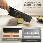 Astercook Knife Set, 6-Piece Kitchen Knives Set with Block & Non-Stick Healthy Coating, Stainless Steel Chef Knives with Anti-Slip Ergonomic Handle, Dishwasher Safe, Perfect Kitchen Home Gifts, Black