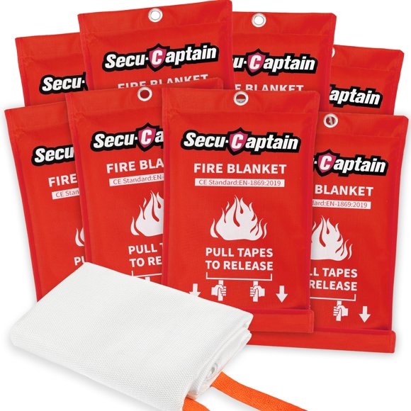 Manta ignífuga SecuCaptain, 8 unidades, 102 x 102 cm, fibra de vidrio