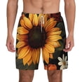 thumbnail image 3 of Uemuo Sunflower Floral Butterfly Pattern Mens Swim Trunks Quick Dry Board Shorts with Mesh Lining, Stretch Beach Shorts Quick Dry No-Chafing Board Shorts-Medium, 3 of 9
