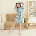 thumbnail image 3 of FORMRS Niños Bathrobe Unisex Hooded Robe Soft Plush Pajamas Sleepwear, Size 10-12T, Vibrant Hydrangeas Pattern, 3 of 7
