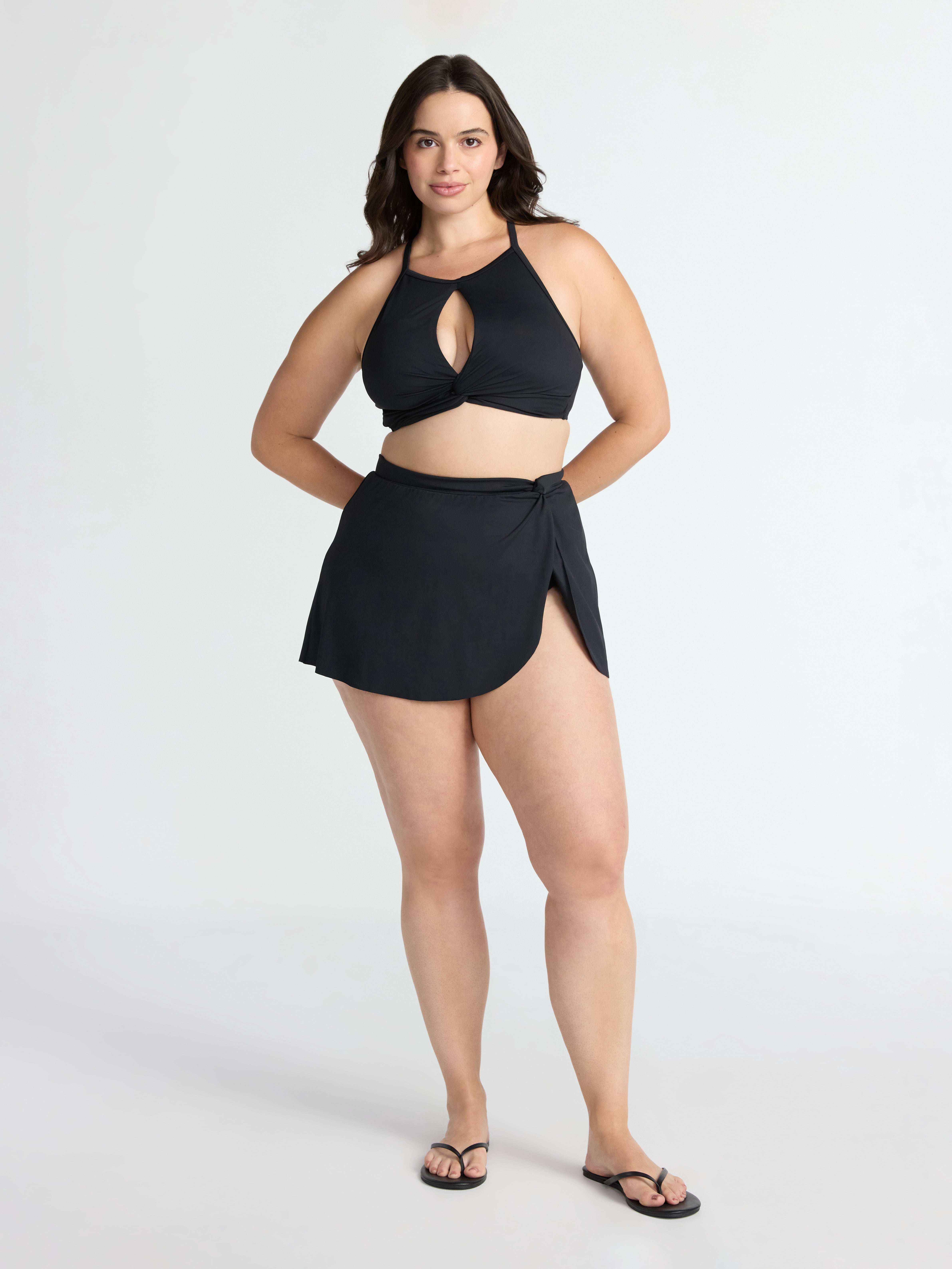 Time and Tru Women’s and Women’s Plus Swim Skirt with Side Slit, Sizes XS-2X