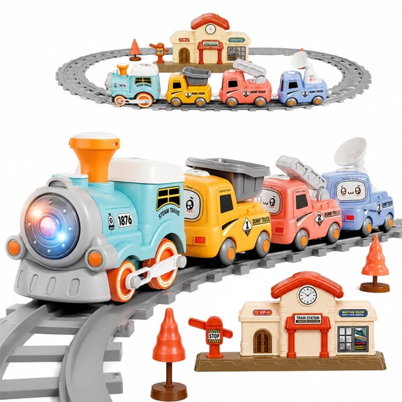 JUGAAD LIFE Train Set Toys for toddlers 2-4, Electric Train Track Set with Steam, Light & Music, Birthday Gifts for Boys Girls 3 4 5 Years Old
