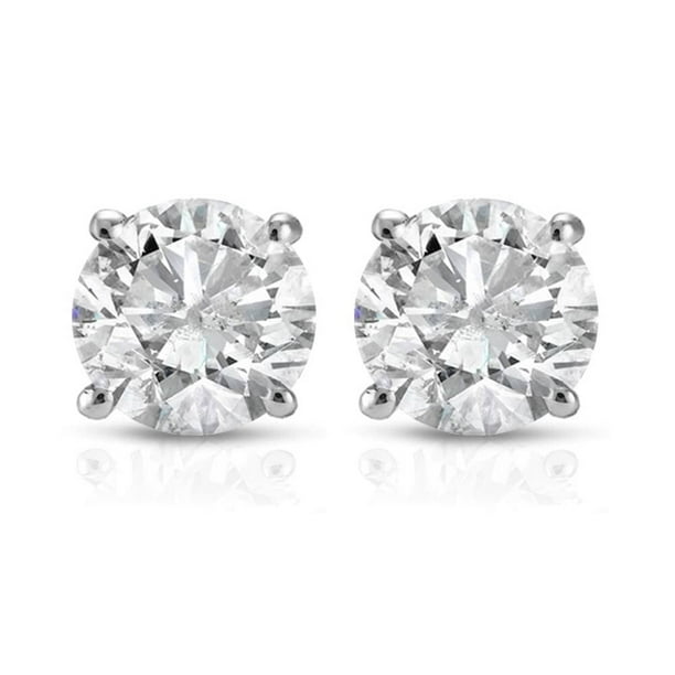 Pompeii3 1 Ct TDW Round Cut 14K White Gold Diamond Studs Earrings IGI