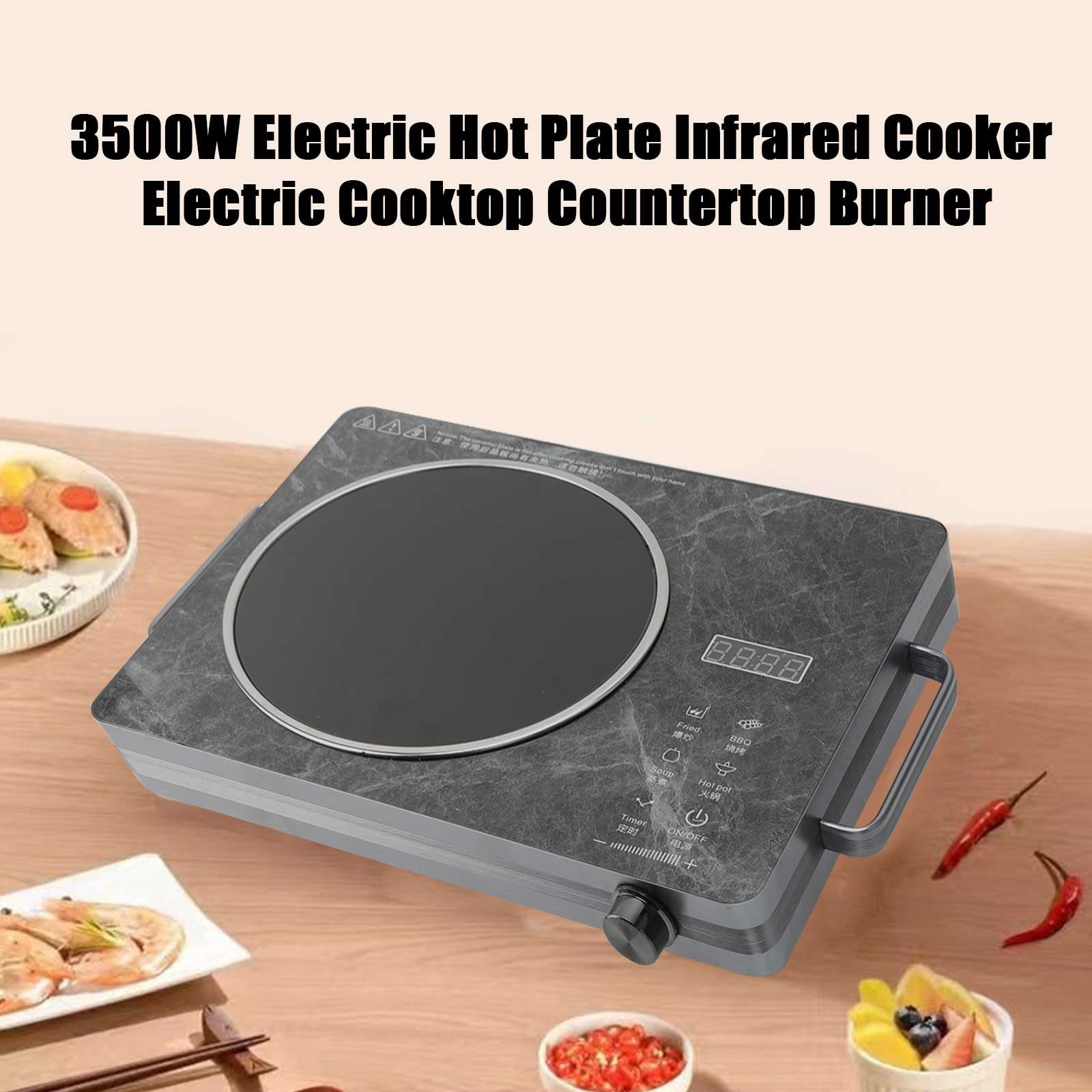 OhhGo Electric Ceramic Stove, 2200W Hot Plate Infrared Induction Cooker, Home Cooktop Cooking Furnace US 110V, Portable Cooker Cooktop Burner with 2 Handle, Black