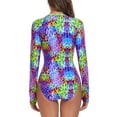 thumbnail image 4 of Ocean Blues Women's Plus Size Floral Rash Guard Long Sleeve Women Tummy Control Zipper One Piece Swimsuit Bathing Suits Size S, 4 of 5