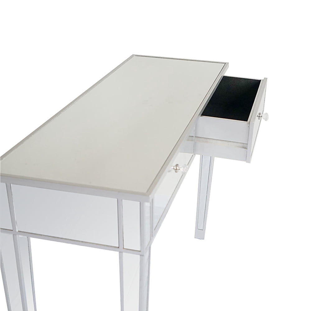 Glass Mirrored Makeup Table with 2 Drawers for Bedroom