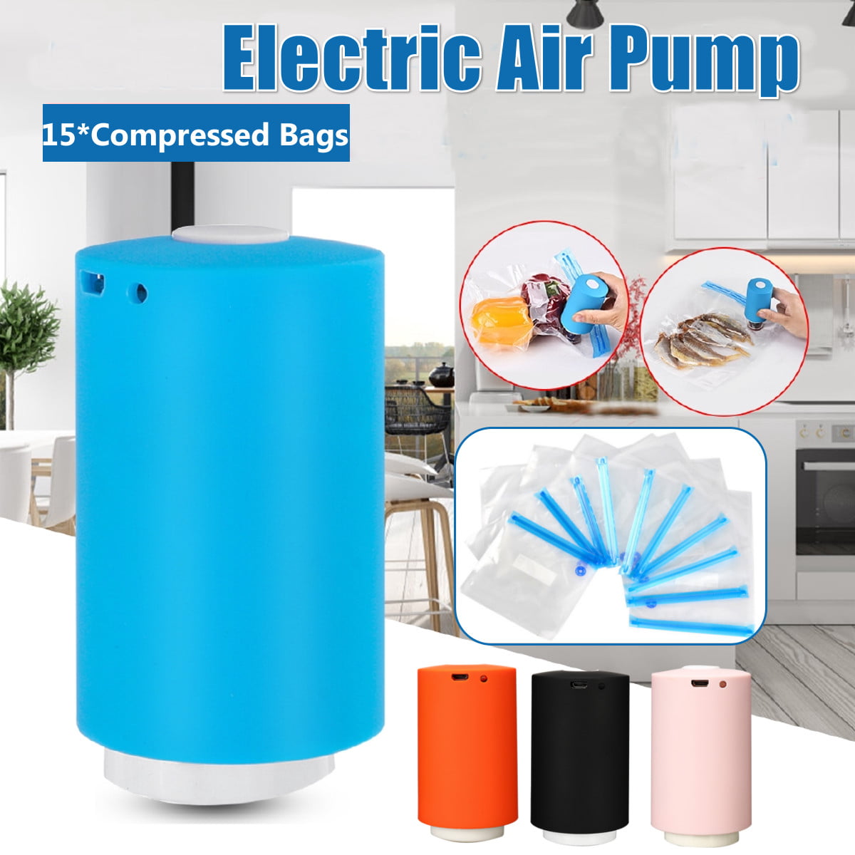 USB Mini Compression Vacuum Portable Automatic Electric Pump With 5 FREE Bags 
