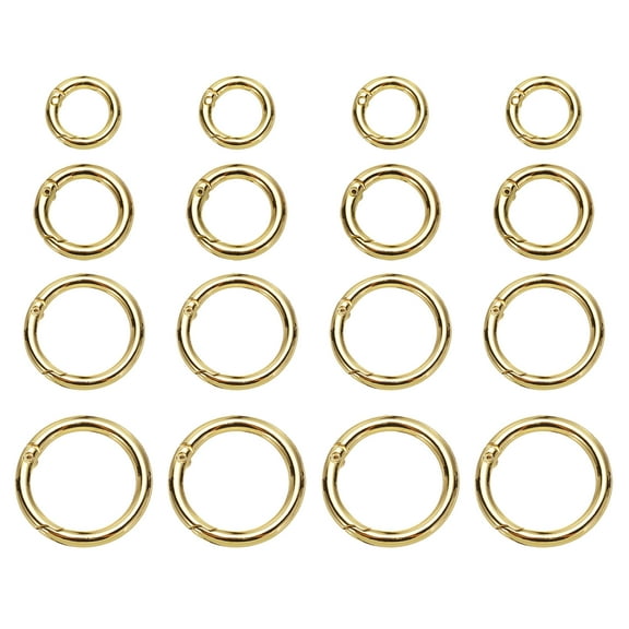 Uxcell Metal Spring O Rings Set Spring Gate O Rings Zinc Alloy  Snap Clip Trigger, Gold 16 Pcs