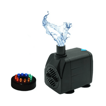 FACEGA Fountain Pump with LED, Mini Pond Pump for Aquariums,Multifunctional Outdoor Fountain,1-Pack,Black