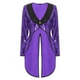 thumbnail image 4 of Aislor Women's Shiny Sequin Magician Dress Circus Ringmaster Steampunk Tailcoat Jacket Halloween Party Costume Purple M, 4 of 7