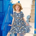thumbnail image 6 of FORMRS Girls Short Sleeve Dress Summer Casual Round Neck A-line Beach Sundress, Sizes 2T-8T, Cartoon Mail Truck Pattern, 6 of 8