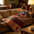 thumbnail image 5 of Gallickan Independence Day Star Plaid Print Flannel Blanket B 39x59in, Patriotic Throw Blanket, 1pc, 5 of 6